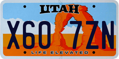 UT license plate X607ZN