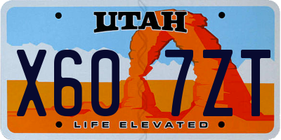 UT license plate X607ZT