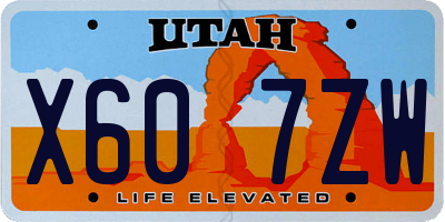 UT license plate X607ZW