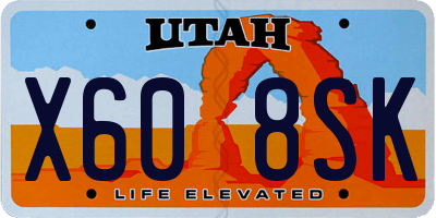 UT license plate X608SK