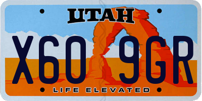 UT license plate X609GR
