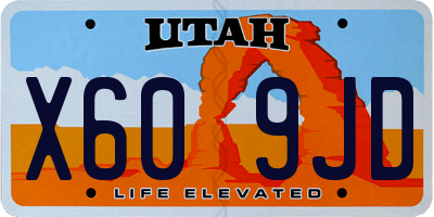 UT license plate X609JD