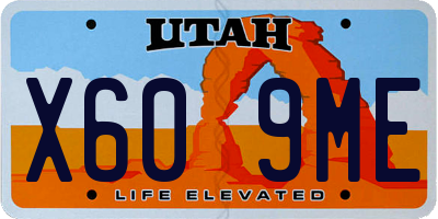 UT license plate X609ME