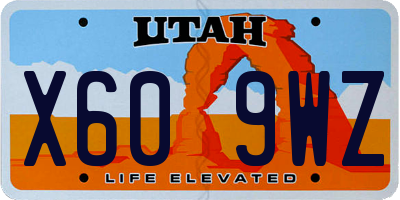 UT license plate X609WZ