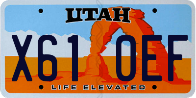 UT license plate X610EF
