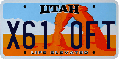UT license plate X610FT