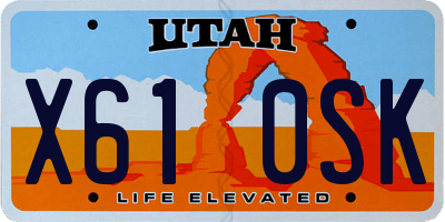 UT license plate X610SK
