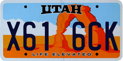 UT license plate X616CK
