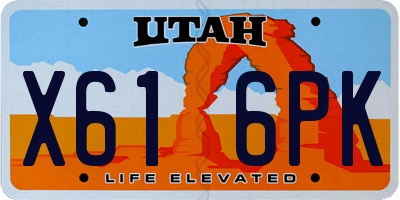 UT license plate X616PK