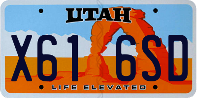 UT license plate X616SD