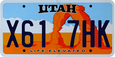 UT license plate X617HK