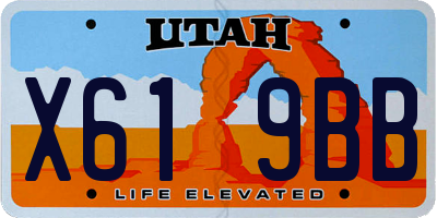 UT license plate X619BB