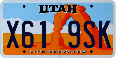 UT license plate X619SK