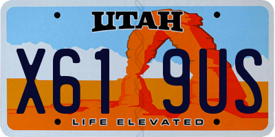 UT license plate X619US