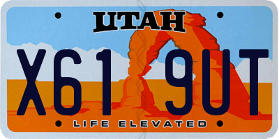 UT license plate X619UT