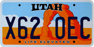 UT license plate X620EC
