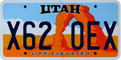 UT license plate X620EX
