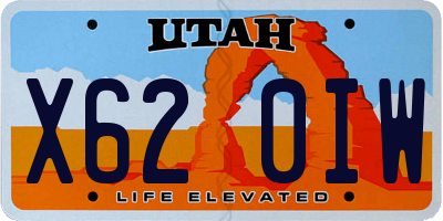 UT license plate X620IW