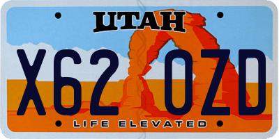 UT license plate X620ZD
