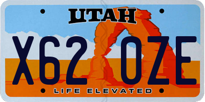UT license plate X620ZE