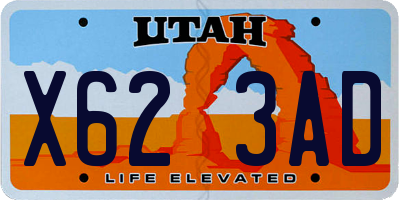 UT license plate X623AD