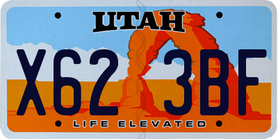UT license plate X623BF