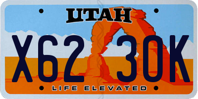 UT license plate X623OK