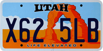 UT license plate X625LB