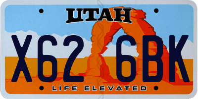 UT license plate X626BK