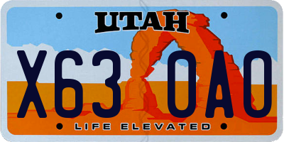 UT license plate X630AO
