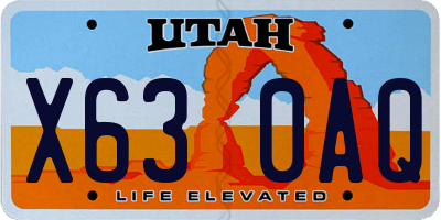 UT license plate X630AQ