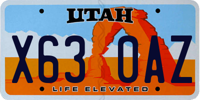 UT license plate X630AZ