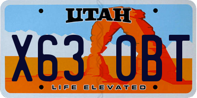 UT license plate X630BT
