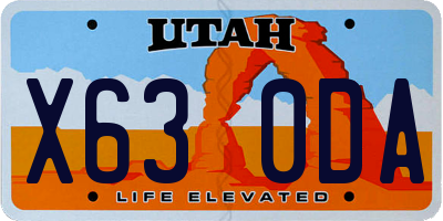 UT license plate X630DA
