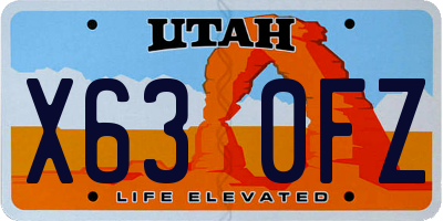 UT license plate X630FZ