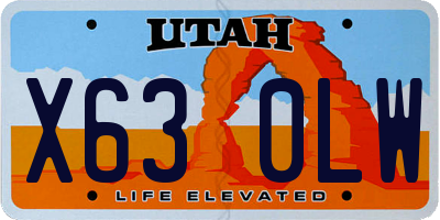 UT license plate X630LW