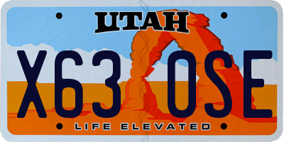 UT license plate X630SE