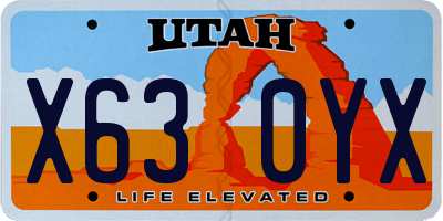 UT license plate X630YX