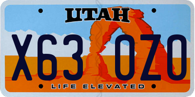UT license plate X630ZO