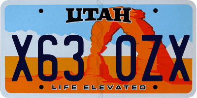 UT license plate X630ZX