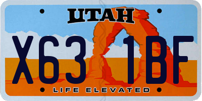 UT license plate X631BF
