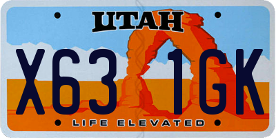 UT license plate X631GK