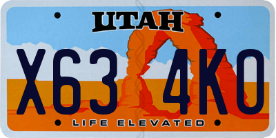 UT license plate X634KO