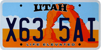 UT license plate X635AI