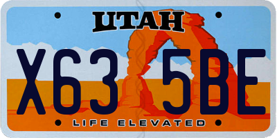 UT license plate X635BE
