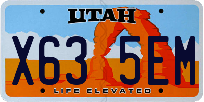UT license plate X635EM
