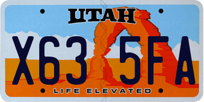 UT license plate X635FA