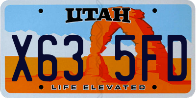 UT license plate X635FD