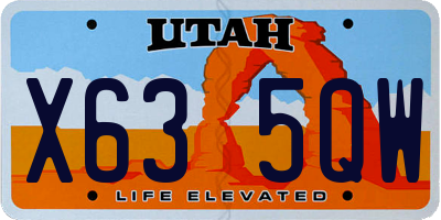 UT license plate X635QW