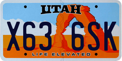 UT license plate X636SK